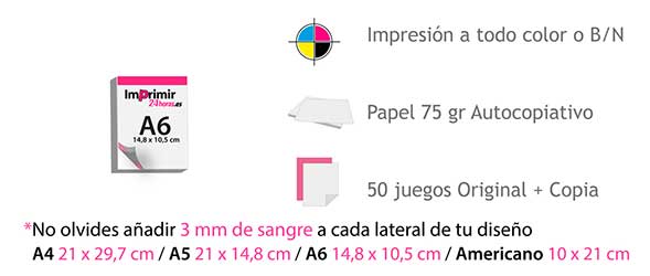  Medidas Talonario A6 Duplicado 